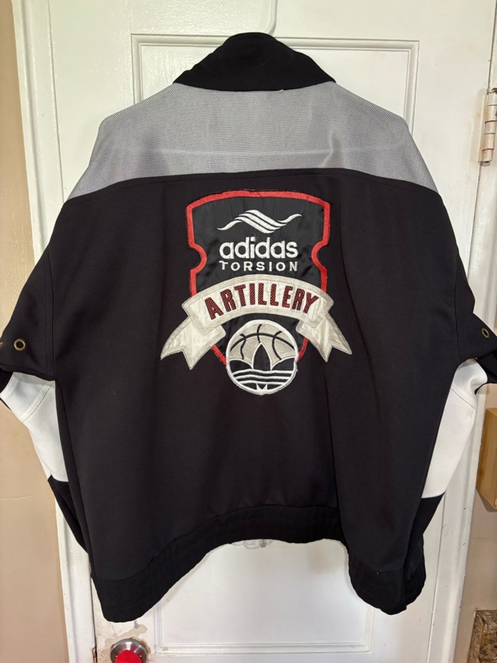 ADIDAS TORSION ARTILLERY JACKETMen’s White, Black & Red Performance Track Jacket